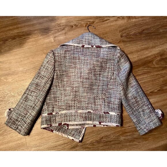 Marciano Blue Tweed Double-Breasted Cropped Jacket – Size M - Picture 4 of 9